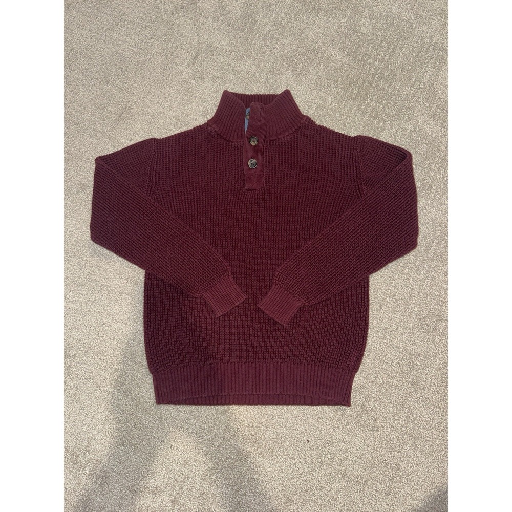 Weatherproof Vintage Mens Burgundy Waffle Knit Quarter Zip Sweater Large
